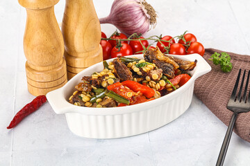 Eastern cuisine - Ptitim with beef and vegetables