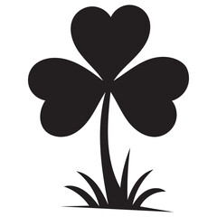 Shamrock silhouette isolated on a white background, shamrock shadows.