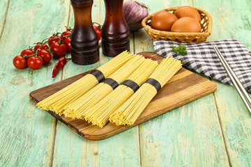 Raw dry uncooked egg noodles