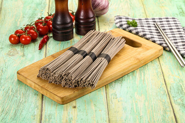 Raw dry bukwheat soba noodles