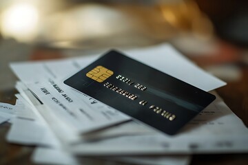 Black Credit Card on Financial Documents