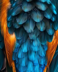 Obraz premium Vivid Close-Up of Kingfisher's Feathers Revealing Intricate Patterns