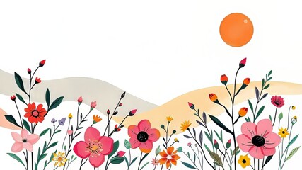 Naklejka premium Vibrant Morning Stories Hand-Painted Background Pattern