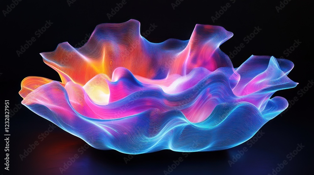 Poster abstract colorful waveform digital art design