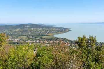 Villages on the northern shore of Lake Balaton from the air