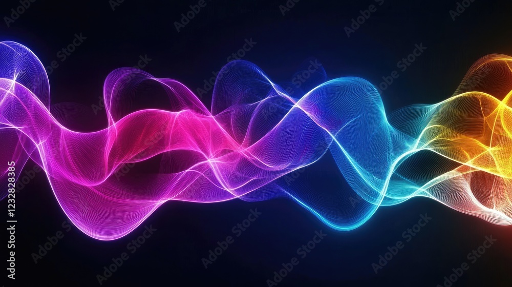 Poster abstract colorful waveform digital art design
