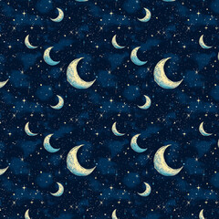 Fototapeta premium moon and stars pattern
