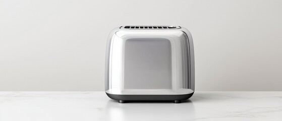 modern chrome toaster on a marble countertop