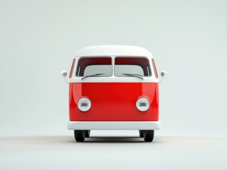 red and white retro van on a plain background