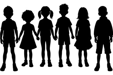 Children kids silhouette set, vector silhouette of children.	

