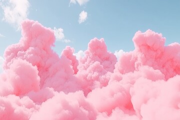 Soft Pink Clouds Against a Clear Blue Sky in Daylight