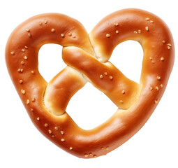 Soft pretzel in the shape of a heart on a transparent background