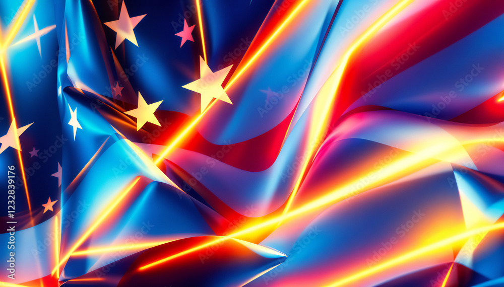Wall mural a vibrant and abstract representation of flowing fabric featuring blue and red colors, interspersed 