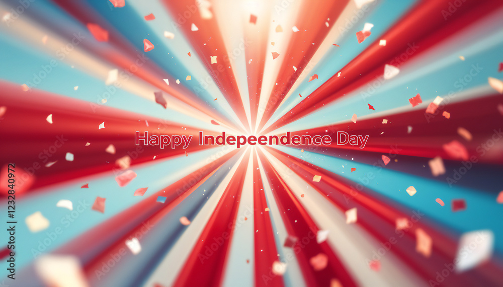 Wall mural red and blue rays radiating from the center, creating a starburst effect. the text 