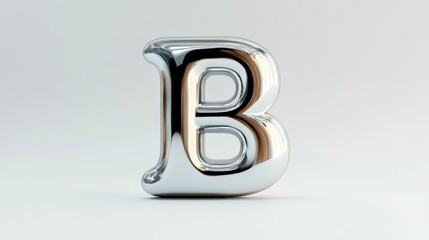 chrome balloon letter b on white background