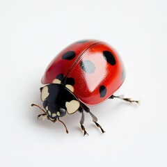 close up of a ladybug on a white background