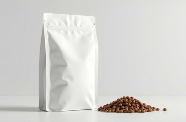 Blank Paper Bag Package. Foil Pouch Packaging Eatery . Snack Sachet Pack Zoo Store Mockup