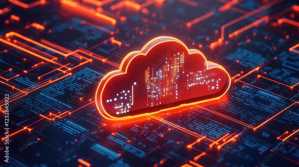 Poster Illuminated Cloud Data Network Digital Infrastructure