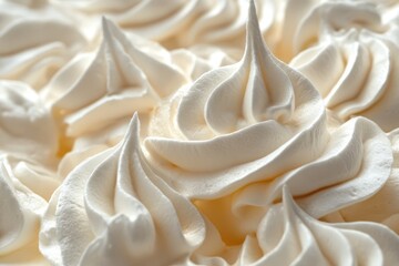 Whipped Cream Swirls on Cake Surface Close Up Photography