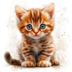 Adorable Bengal Kitten with Striking Golden Fur and Blue Eyes