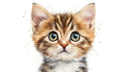 Fototapeta premium Adorable Bengal Kitten with Vibrant Golden Fur and Large Eyes