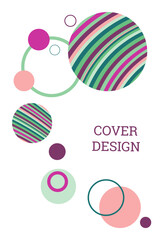 Bright background in Memphis style. Geometric cover design. Fashionable bright cover, banner, poster, booklet. Bright colors. Vector