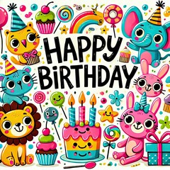 Naklejka premium happy card with animals