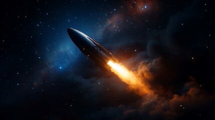 Obraz premium Spacecraft Launch into the Cosmos: A Journey Beyond Earth