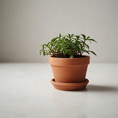 Fototapeta premium Five potted plants on a windowsill with a blurred White background, Home plant. Potted plant isolated on white. Flat. illustration.
