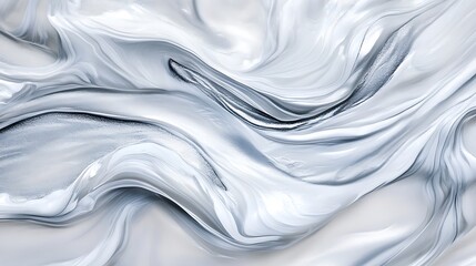 Obraz premium Abstract Silver and White Swirling Paint Texture