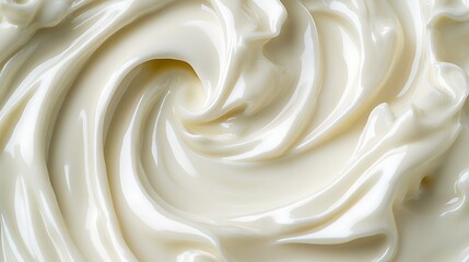Creamy swirls of white cosmetic cream texture