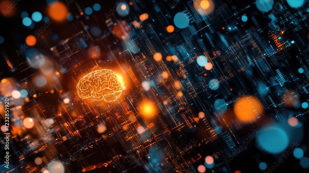 Poster Digital Brain Illuminated Within A Complex Network System