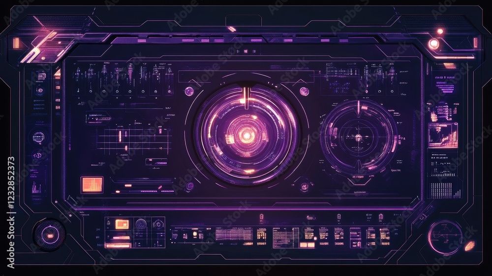 Poster Futuristic Technology Interface Control Panel Display