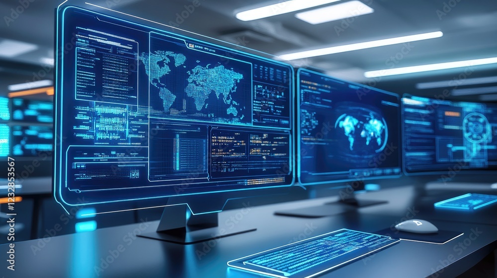 Poster global data surveillance system monitors worldwide activity