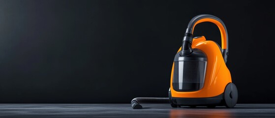 orange vacuum cleaner on dark background