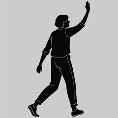 a person waving goodbye silhouette vector design art and illustration