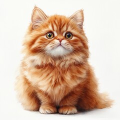 Fototapeta premium Gentle Watercolor Illustration of a Persian Cat with Lush Fur