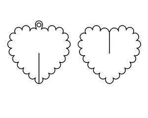 Heart with wavy outline cut model. DIY Heart
scalloped lines, Printable DIY template for 3D figurine simple cardboard craft Heart. Vector image of details for laser cutting. Puzzle 3D plywood