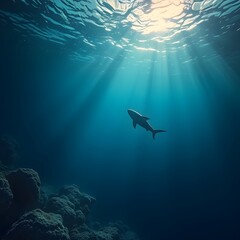 Obraz premium underwater view of a ray of light