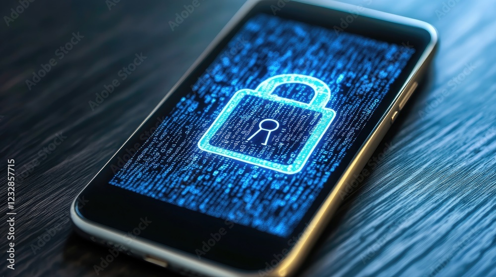 Poster smartphone screen displays digital lock security code