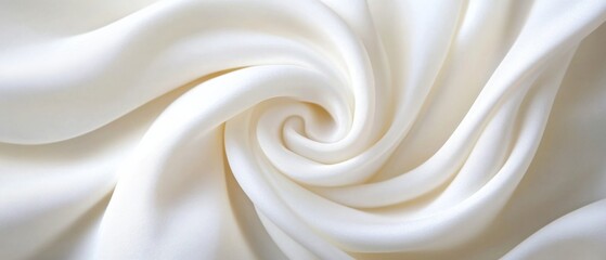 close-up of luxurious smooth ivory white silk fabric background