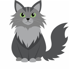 Obraz premium Cute cartoon grey cat Maine Coon isolated on white background. Suitable for educational poster, logo, children's books and encyclopedias. Vector illustration.
