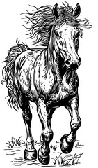 Classic Unicorn Artwork High-Contrast Black-and-White Art, No Background