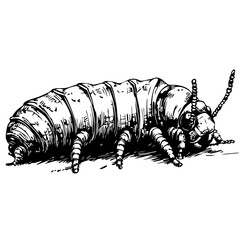 Detailed Cartoon Caterpillar Drawing Perfect for Design and Art Projects, Sketch, Transparent Background