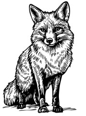Detailed Cartoon Fox Drawing Perfect for Design and Art Projects, Sketch, Transparent Background