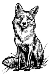 Detailed Cartoon Fox Drawing Perfect for Design and Art Projects, Sketch, Transparent Background 