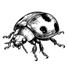 Detailed Cartoon Ladybug Drawing Perfect for Design and Art Projects, Sketch, Transparent Background