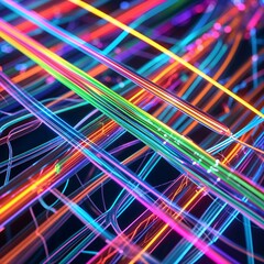 Brightly Colored Fiber Optics Representing Connectivity