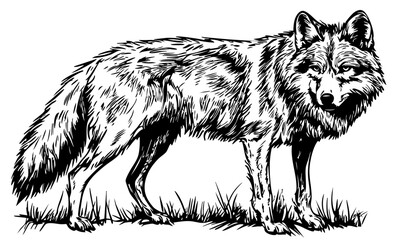 Detailed Wolf Drawing Perfect for Design and Art Projects, Transparent Background 