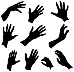 Elegant Hand Silhouette Pack High-Detail Vector Art, Sketch, No Background